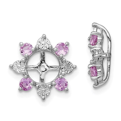 Sterling Silver Rhodium Diamond u0026 Created Pink Sapphire Earring Jacket