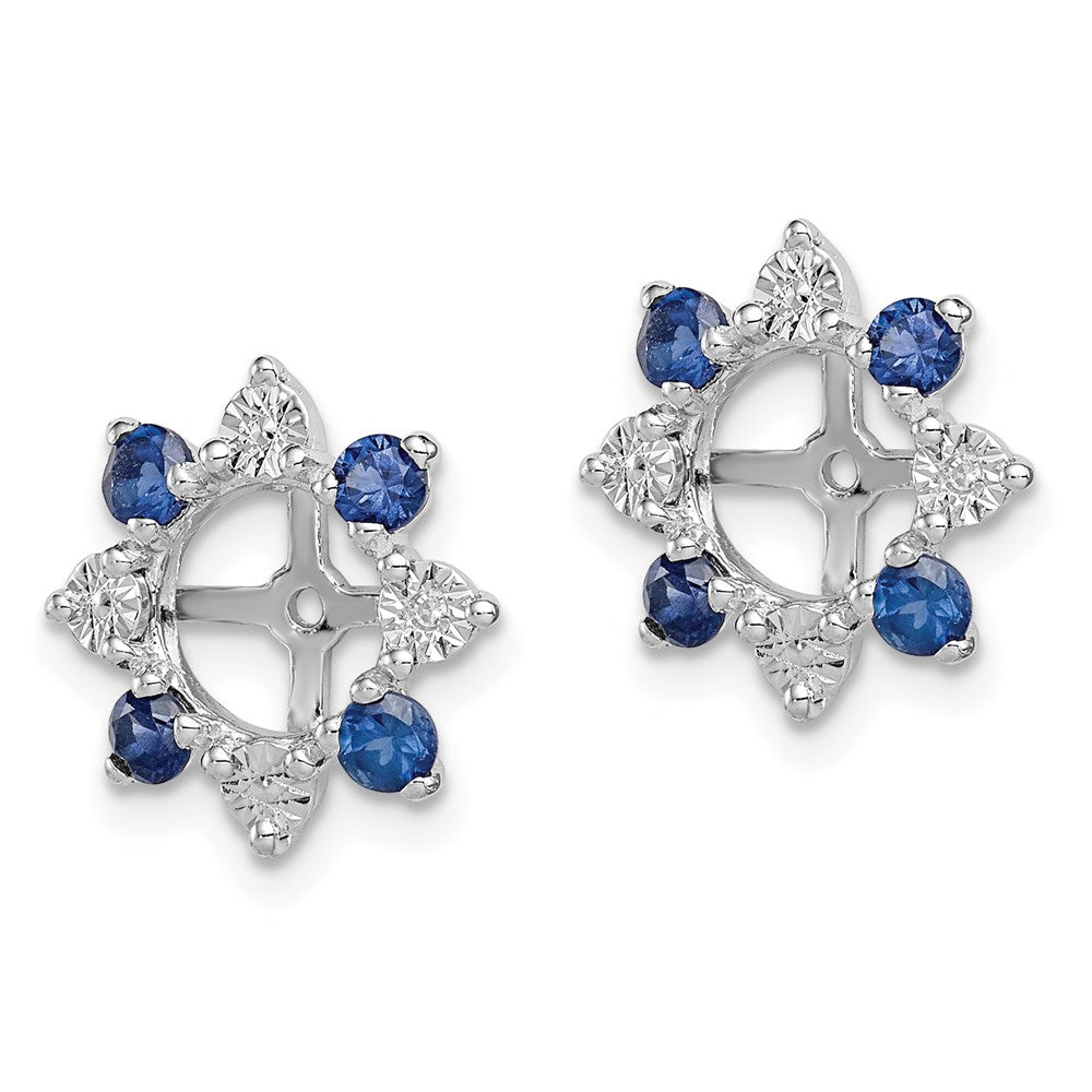 Sterling Silver Rhodium Diamond u0026 Created Sapphire Earring Jacket