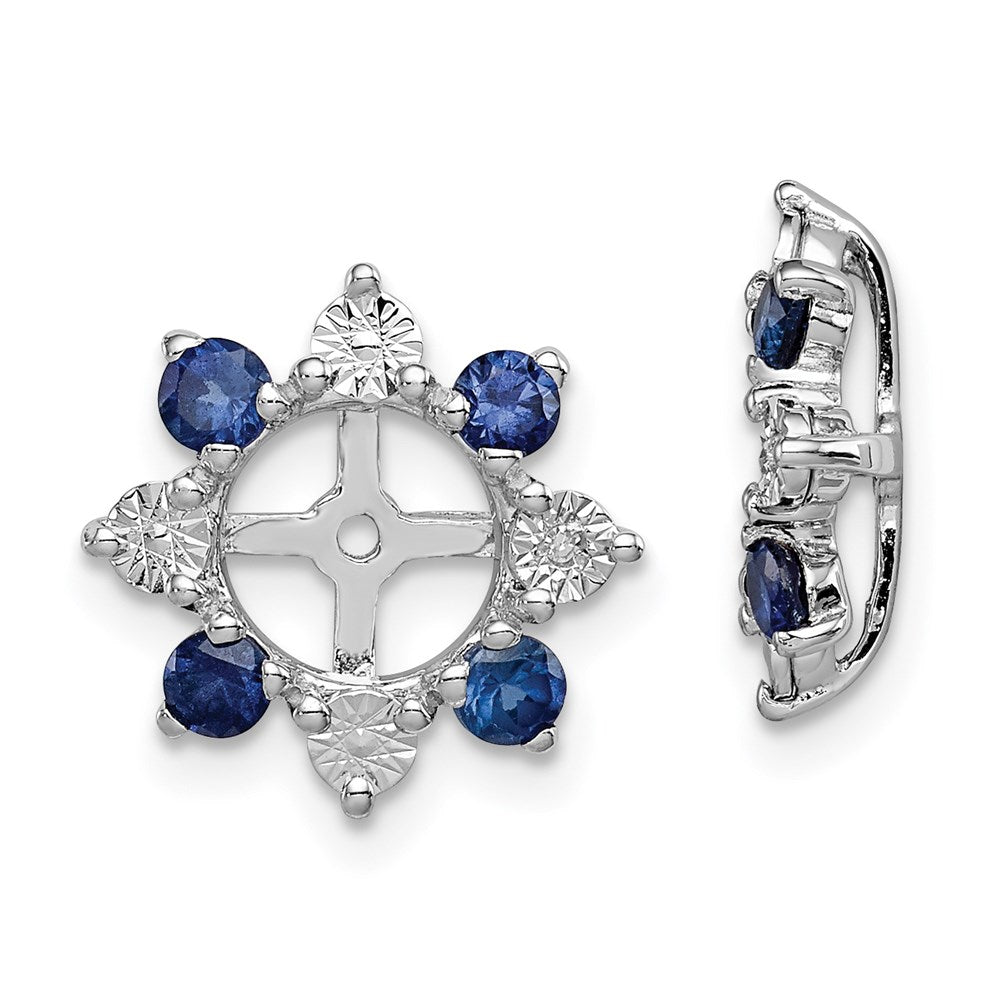 Sterling Silver Rhodium Diamond u0026 Created Sapphire Earring Jacket