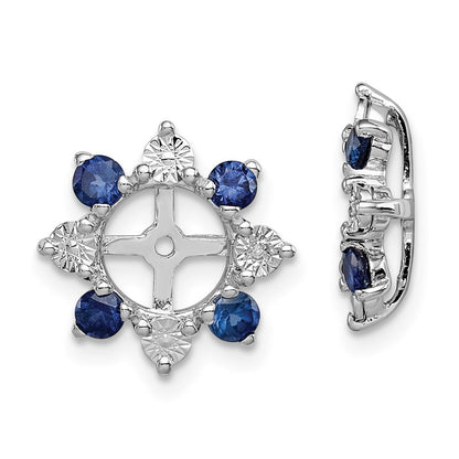 Sterling Silver Rhodium Diamond u0026 Created Sapphire Earring Jacket