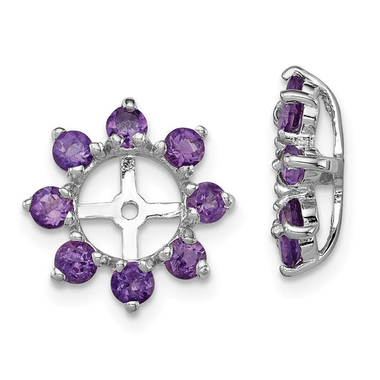 Sterling Silver Rhodium Amethyst Earring Jacket