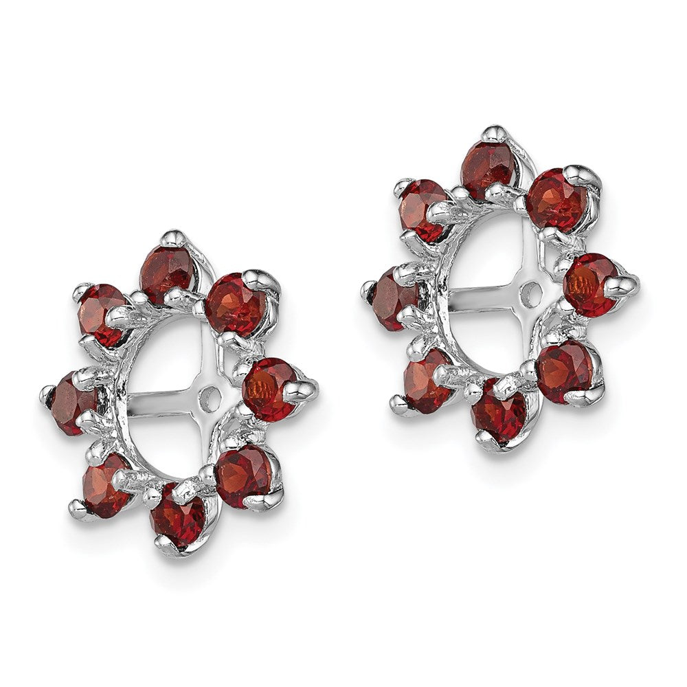 Sterling Silver Rhodium Garnet Earring Jacket