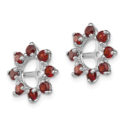 Sterling Silver Rhodium Garnet Earring Jacket