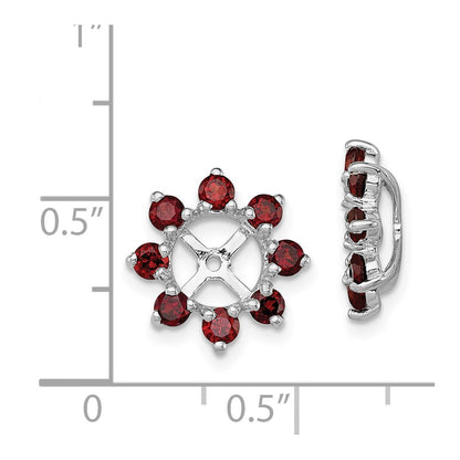 Sterling Silver Rhodium Garnet Earring Jacket
