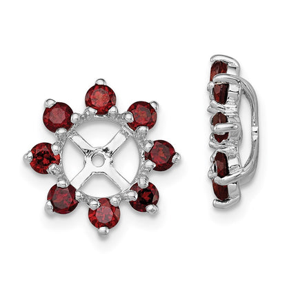 Sterling Silver Rhodium Garnet Earring Jacket