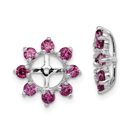 Sterling Silver Rhodium Rhodolite Garnet Earring Jacket
