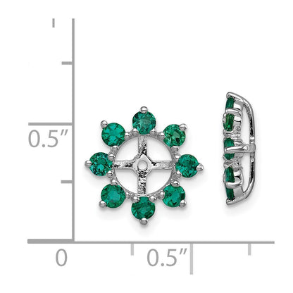Sterling Silver Rhodium Created Emerald Earring Jacket
