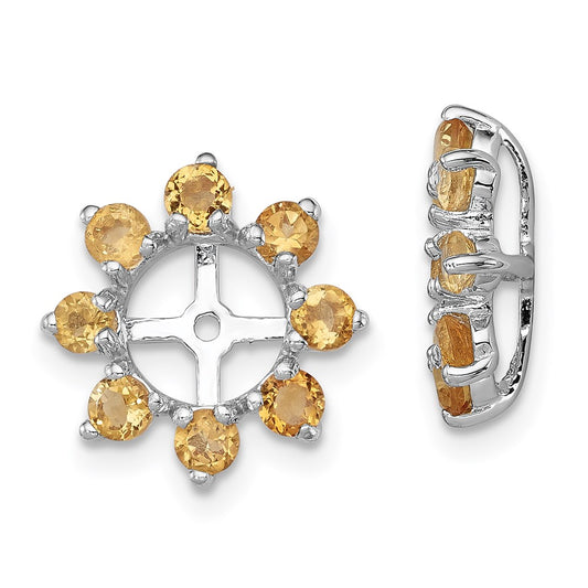 Sterling Silver Rhodium Citrine Earring Jacket