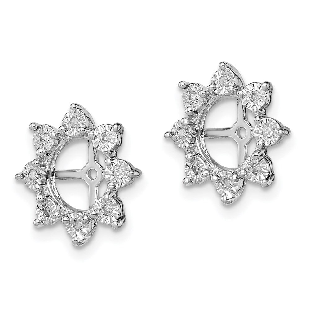 Sterling Silver Rhodium Diamond Earring Jacket