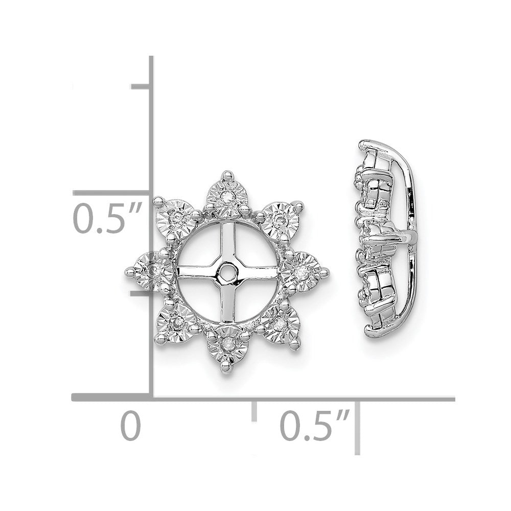 Sterling Silver Rhodium Diamond Earring Jacket