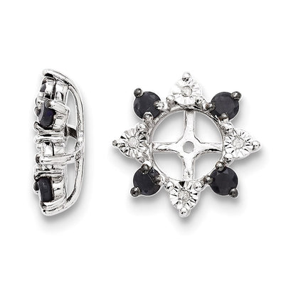 Sterling Silver Rhodium Diamond u0026 Black Sapphire Earring Jacket