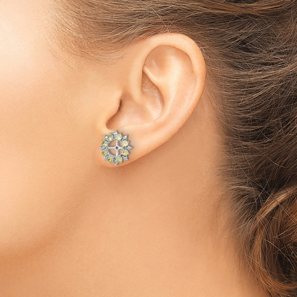 Sterling Silver Rhodium Diamond u0026 Peridot Earring Jacket