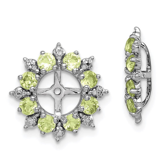 Sterling Silver Rhodium Diamond u0026 Peridot Earring Jacket