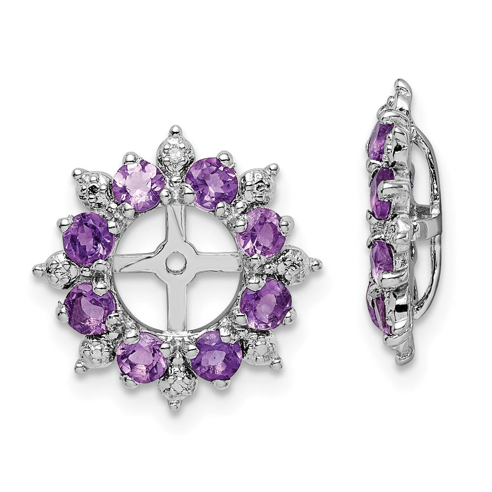 Sterling Silver Rhodium Diamond u0026 Amethyst Earring Jacket