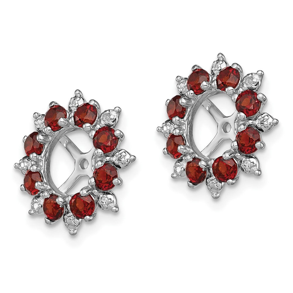 Sterling Silver Rhodium Diamond u0026 Garnet Earring Jacket
