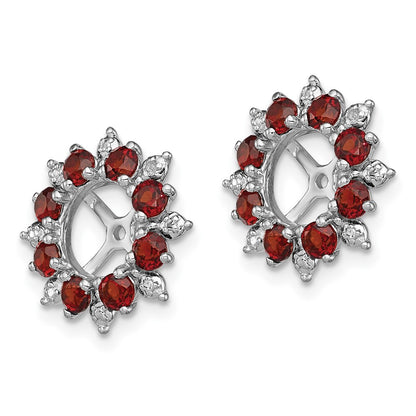 Sterling Silver Rhodium Diamond u0026 Garnet Earring Jacket