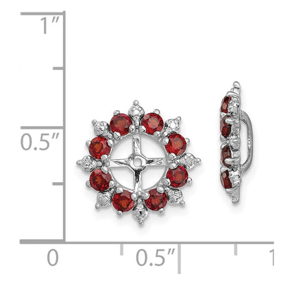 Sterling Silver Rhodium Diamond u0026 Garnet Earring Jacket