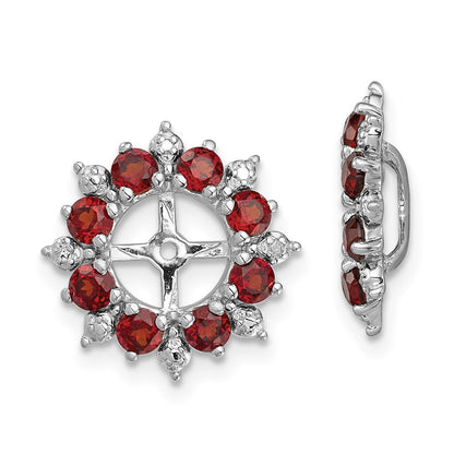 Sterling Silver Rhodium Diamond u0026 Garnet Earring Jacket
