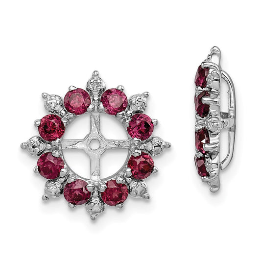 Sterling Silver Rhodium Diamond u0026 Rhodolite Garnet Earring Jacket