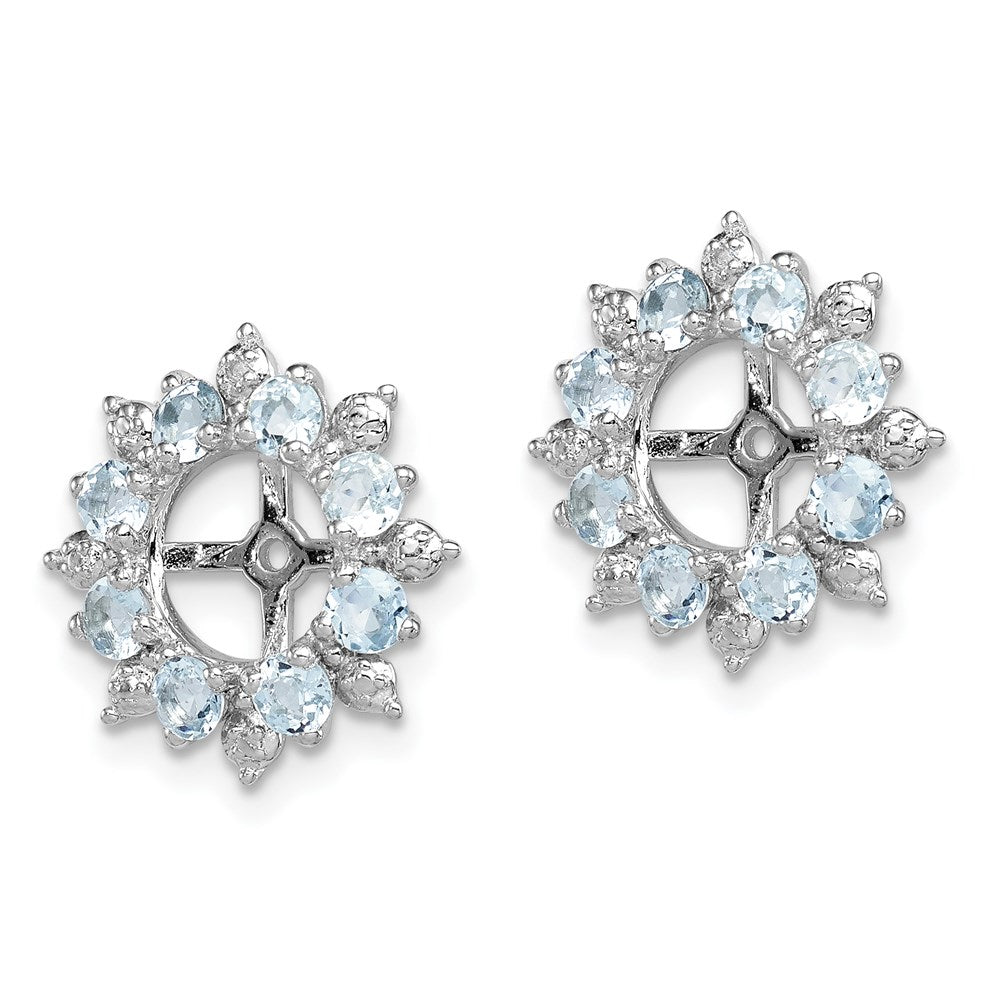 Sterling Silver Rhodium Diamond u0026 Aquamarine Earring Jacket