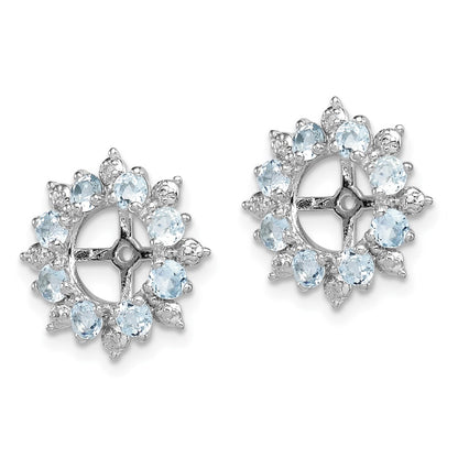 Sterling Silver Rhodium Diamond u0026 Aquamarine Earring Jacket