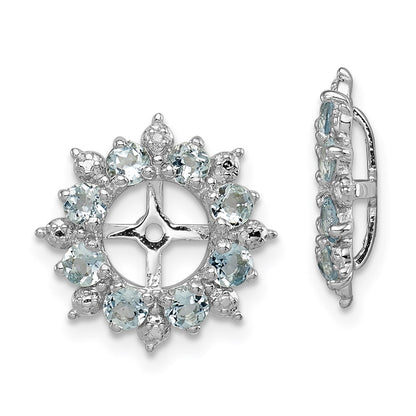 Sterling Silver Rhodium Diamond u0026 Aquamarine Earring Jacket