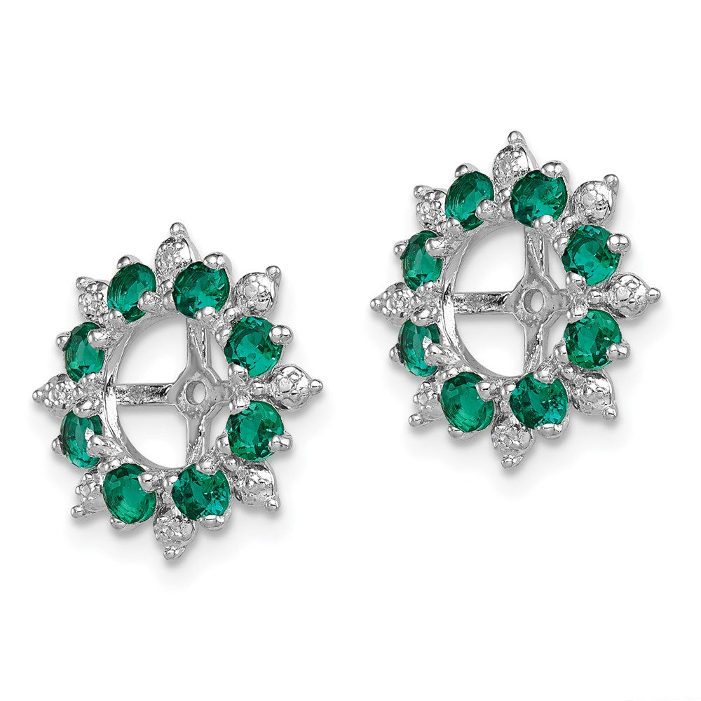 Sterling Silver Rhodium Diamond u0026 Created Emerald Earring Jacket