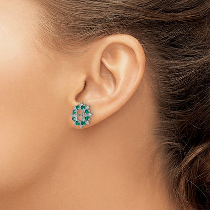Sterling Silver Rhodium Diamond u0026 Created Emerald Earring Jacket