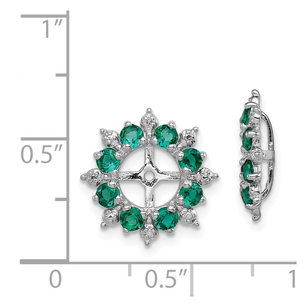 Sterling Silver Rhodium Diamond u0026 Created Emerald Earring Jacket