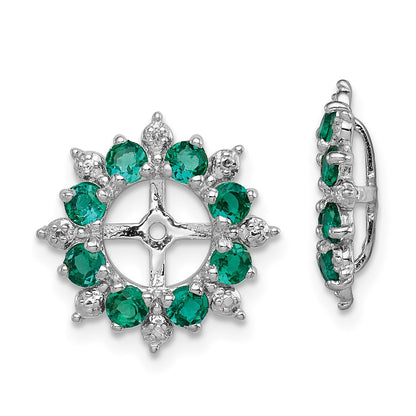Sterling Silver Rhodium Diamond u0026 Created Emerald Earring Jacket