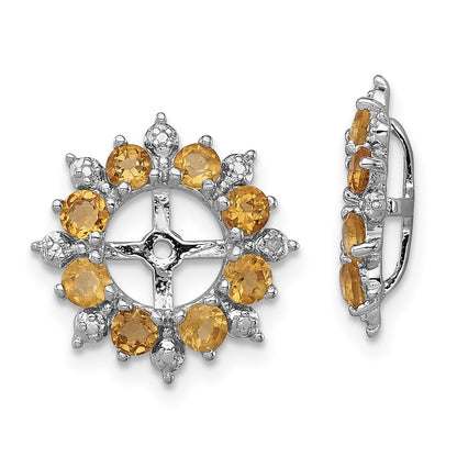 Sterling Silver Rhodium Diamond u0026 Citrine Earring Jacket