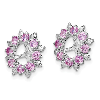 Sterling Silver Rhodium Diamond u0026 Created Pink Sapphire Earring Jacket
