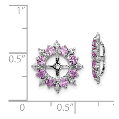 Sterling Silver Rhodium Diamond u0026 Created Pink Sapphire Earring Jacket
