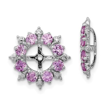 Sterling Silver Rhodium Diamond u0026 Created Pink Sapphire Earring Jacket