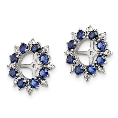 Sterling Silver Rhodium Diamond u0026 Created Sapphire Earring Jacket