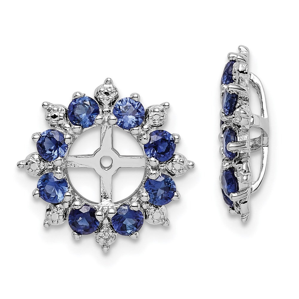Sterling Silver Rhodium Diamond u0026 Created Sapphire Earring Jacket