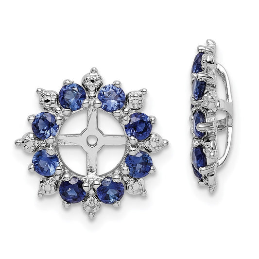 Sterling Silver Rhodium Diamond u0026 Created Sapphire Earring Jacket