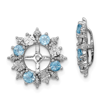 Sterling Silver Rhodium Swiss Blue Topaz Earring Jacket