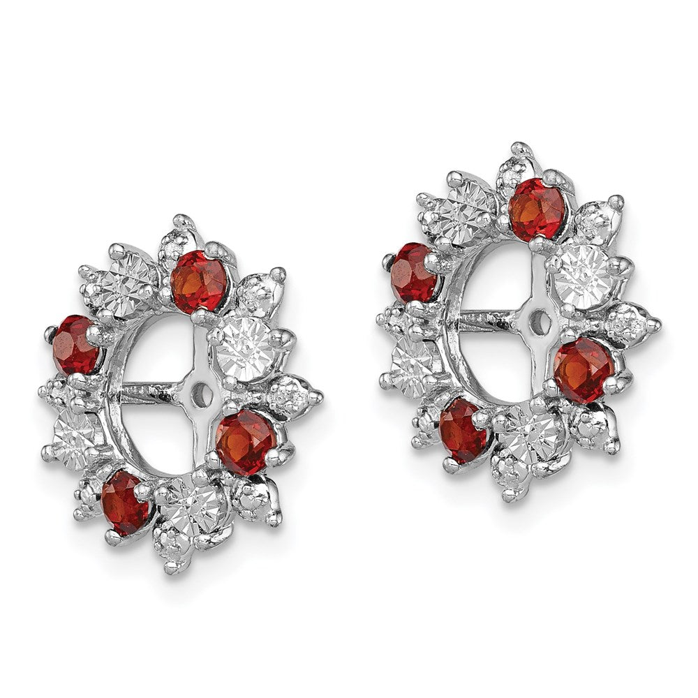 Sterling Silver Rhodium Garnet Earring Jacket
