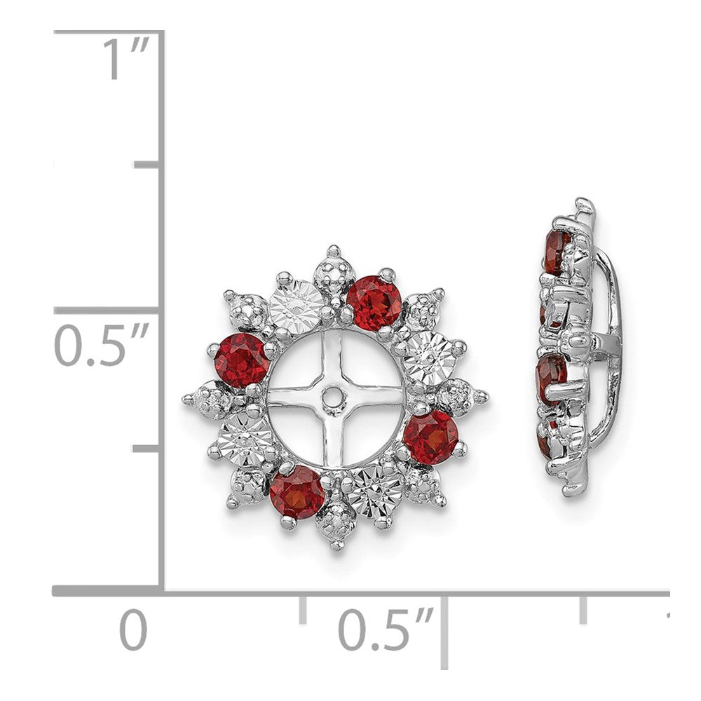 Sterling Silver Rhodium Garnet Earring Jacket