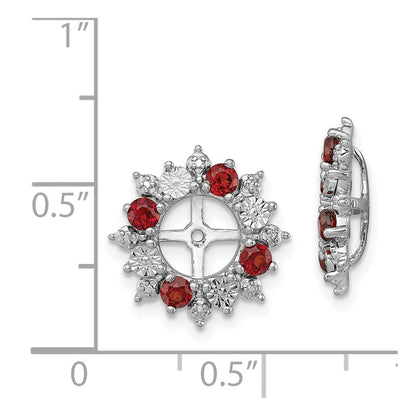 Sterling Silver Rhodium Garnet Earring Jacket