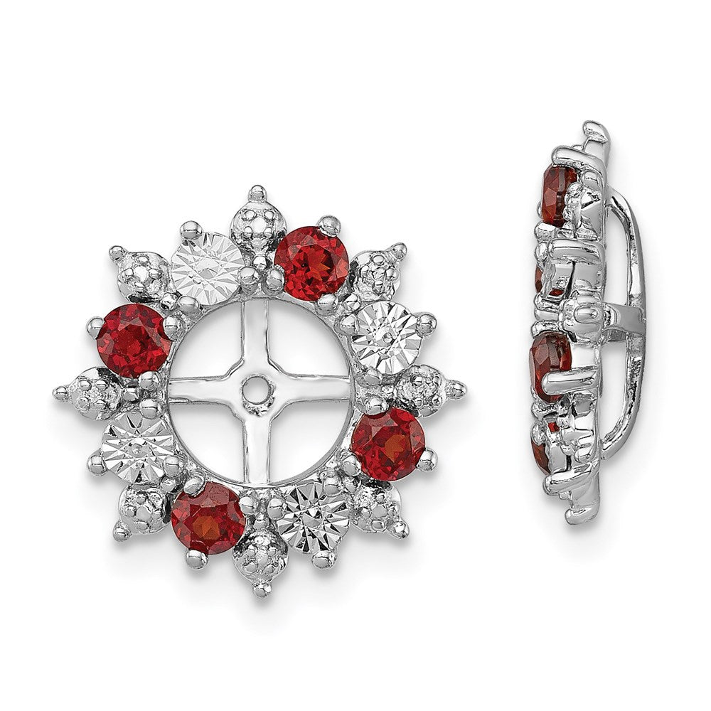 Sterling Silver Rhodium Garnet Earring Jacket