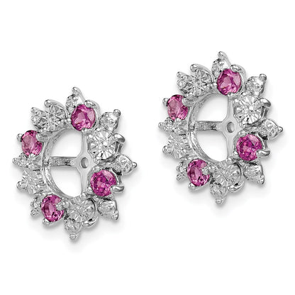 Sterling Silver Rhodium Rhodolite Garnet Earring Jacket
