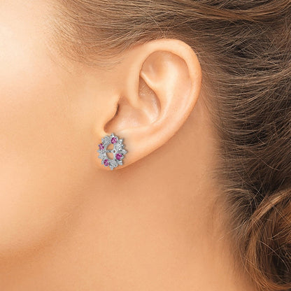 Sterling Silver Rhodium Rhodolite Garnet Earring Jacket