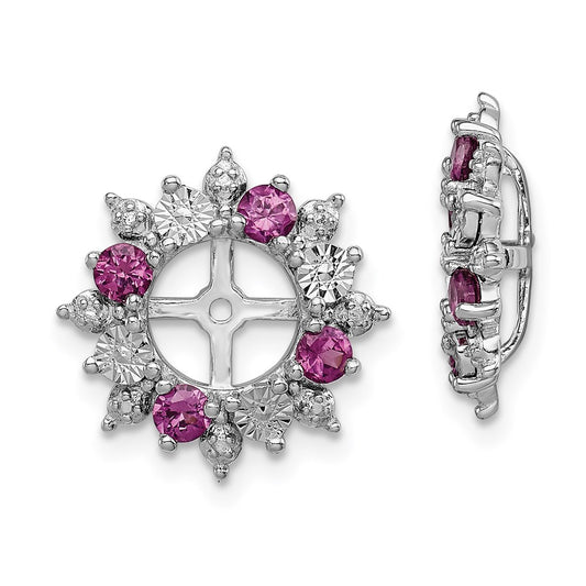 Sterling Silver Rhodium Rhodolite Garnet Earring Jacket