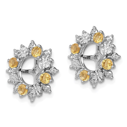 Sterling Silver Rhodium Citrine Earring Jacket