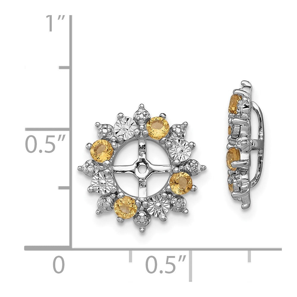 Sterling Silver Rhodium Citrine Earring Jacket