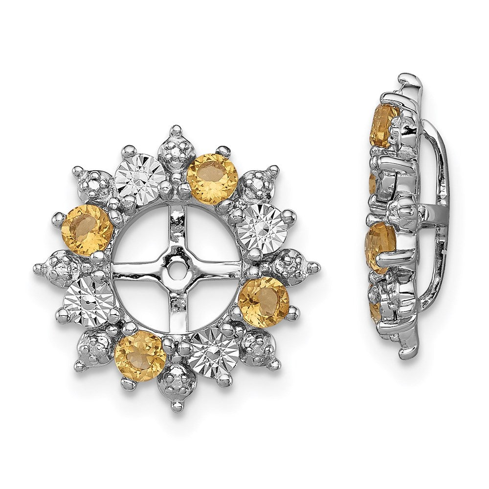 Sterling Silver Rhodium Citrine Earring Jacket