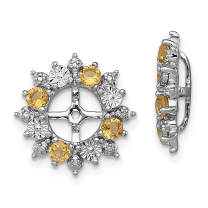 Sterling Silver Rhodium Citrine Earring Jacket