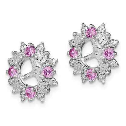 Sterling Silver Rhodium Created Pink Sapphire Earring Jacket